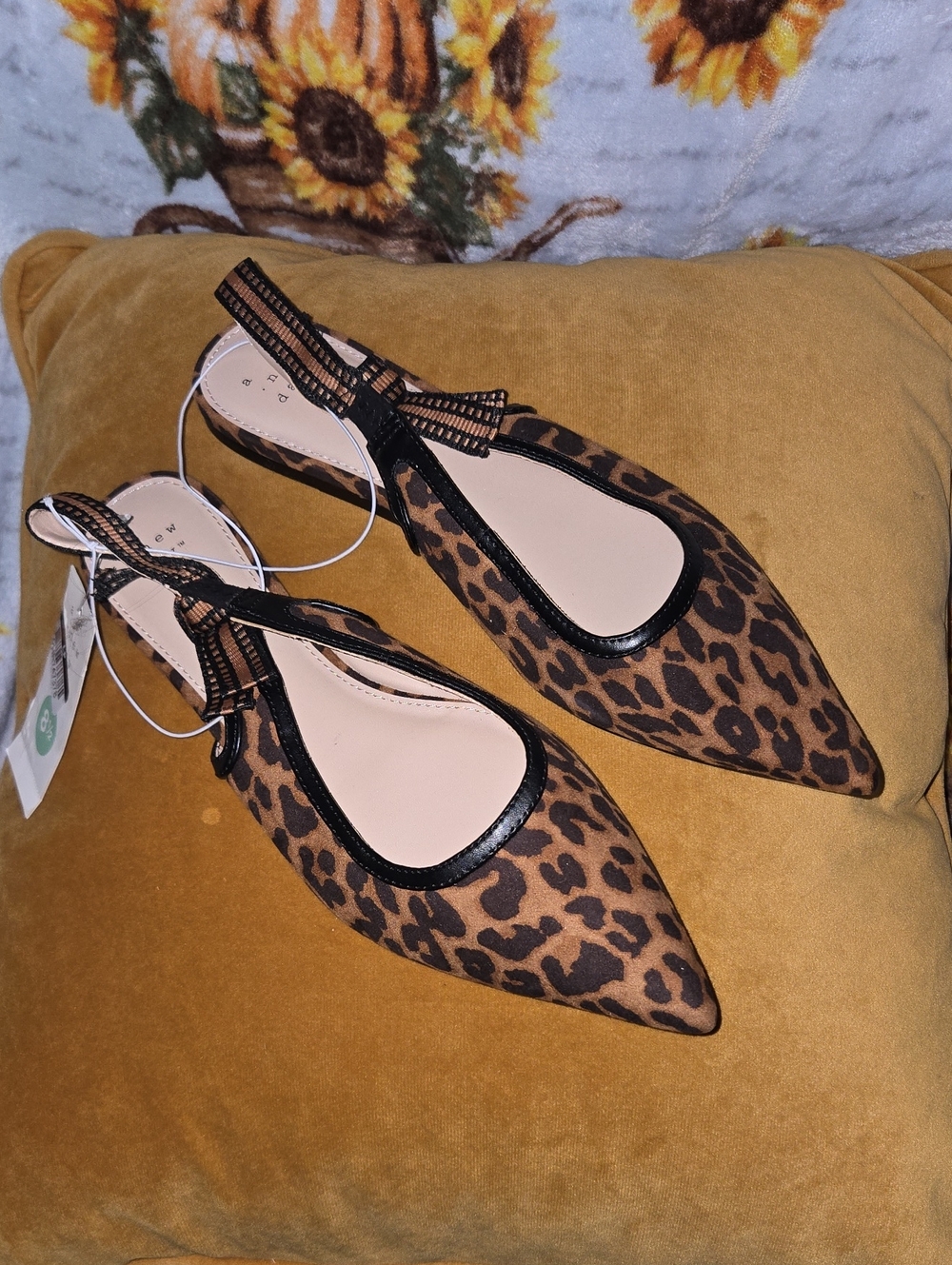 a new day Leopard Print Pointed Slingback Flats - Brown & Black